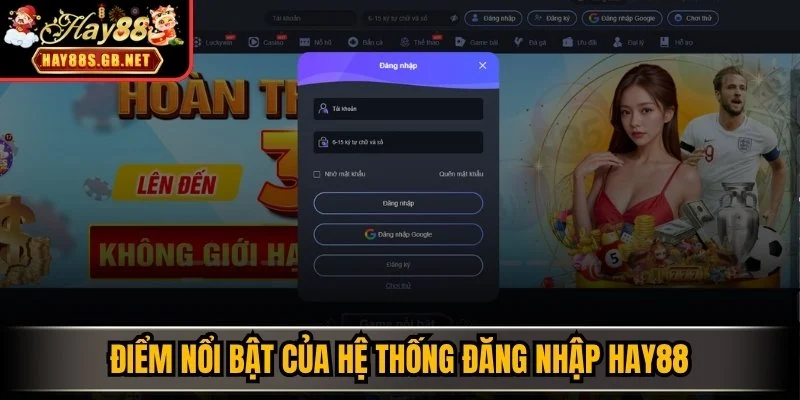 Điểm nổi bật của hệ thống đăng nhập HAY88