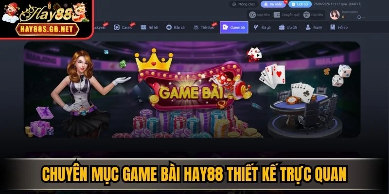 Chuyên mục game bài HAY88 thiết kế trực quan 