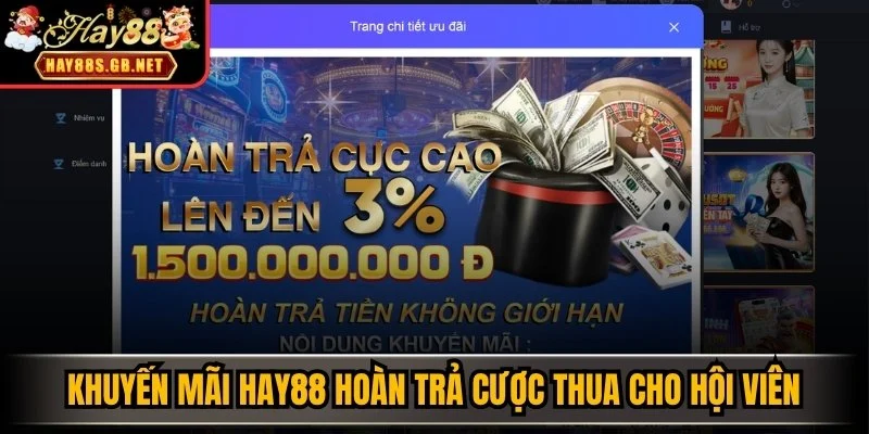 Khuyến mãi HAY88 hoàn trả cược thua cho hội viên