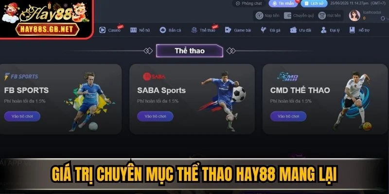 Giá trị chuyên mục thể thao HAY88 mang lại
