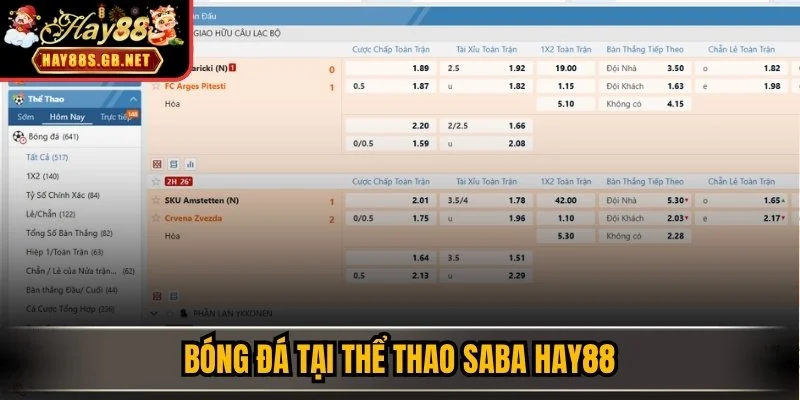 Bóng đá tại Thể thao Saba HAY88
